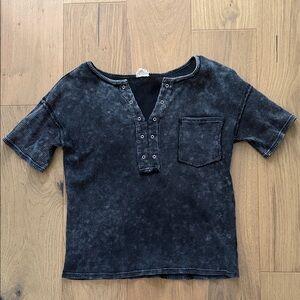 BiBi Charcoal Short Sleeve Tee with Pocket Detail